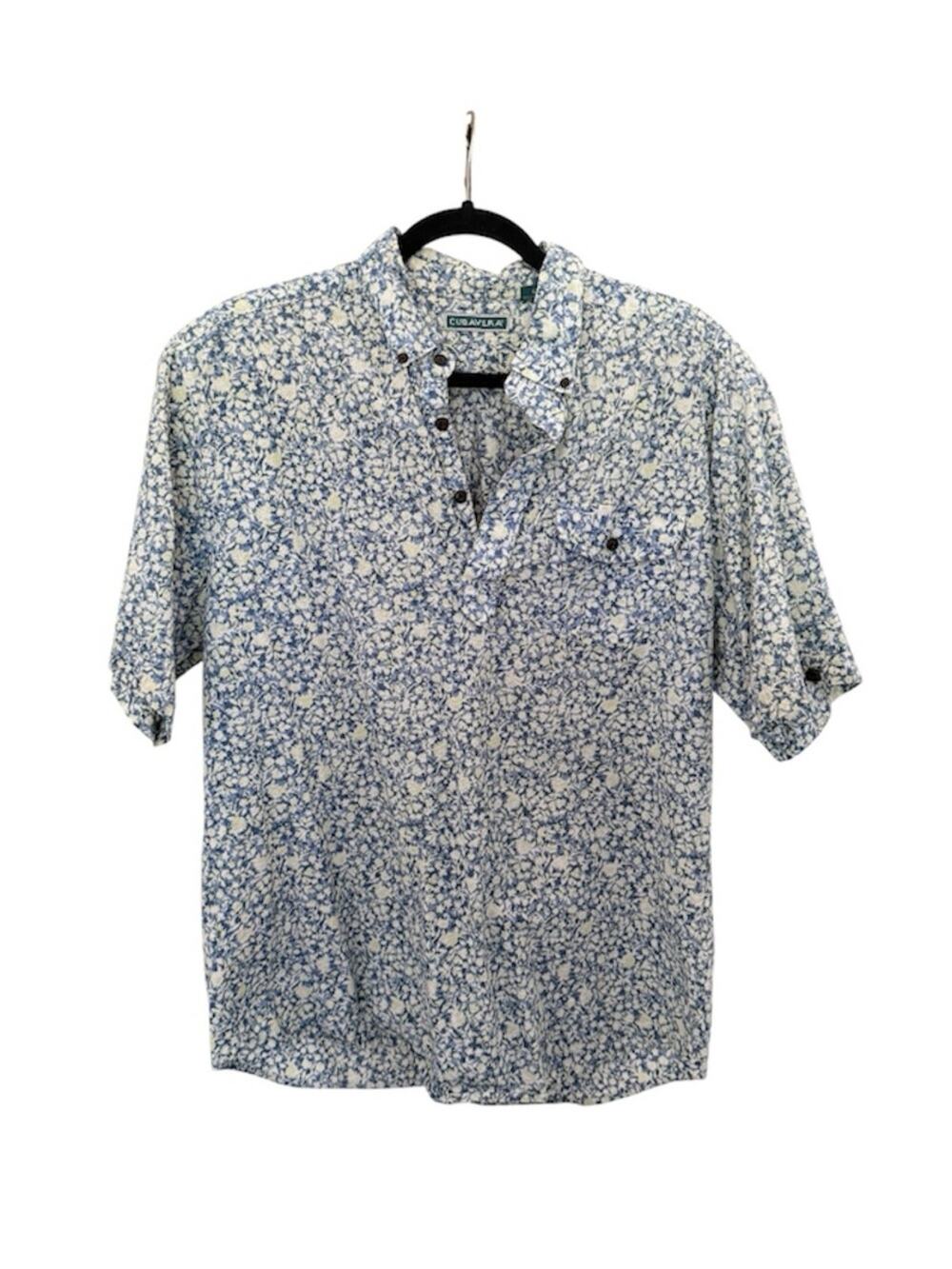 Men's Cubavera Floral Hawaiian Shirt Short Sleeve Beach Summer Size Large